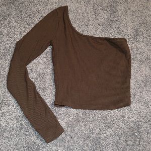Garage, olive green one shoulder crop top